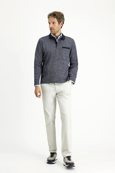 Açık Lacivert Polo Yaka Regular Fit Pamuklu Sweatshirt