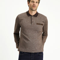 Orta Kahve Polo Yaka Regular Fit Pamuklu Sweatshirt