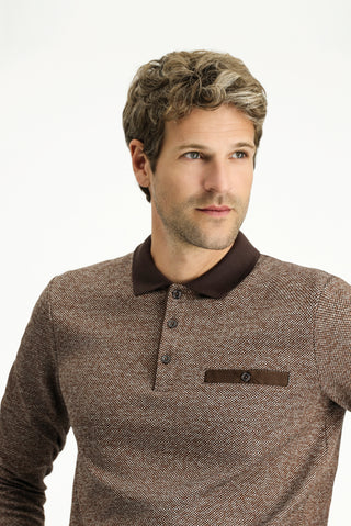 Orta Kahve Polo Yaka Regular Fit Pamuklu Sweatshirt