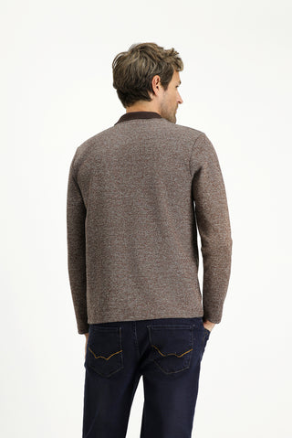 Orta Kahve Polo Yaka Regular Fit Pamuklu Sweatshirt