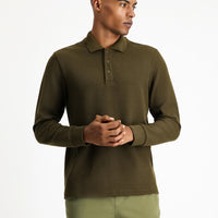 Asker Haki Melanj Polo Yaka Regular Fit Desenli Sweatshirt
