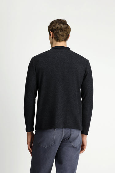 Koyu Antrasit Melanj Polo Yaka Regular Fit Sweatshirt