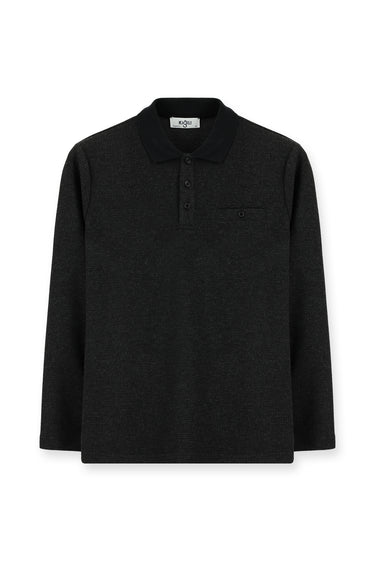 Koyu Antrasit Melanj Polo Yaka Regular Fit Sweatshirt