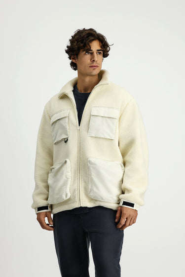 Ekru Pelüş Sweat Mont