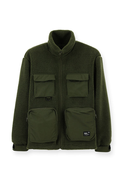 Medium Khaki Plush Sweatshirt with Zipper and Pockets