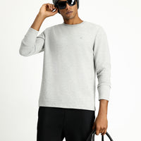 Orta Gri Melanj Bisiklet Yaka Regular Fit Pamuklu Sweatshirt