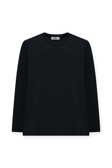 Koyu Lacivert Bisiklet Yaka Regular Fit Pamuklu Sweatshirt