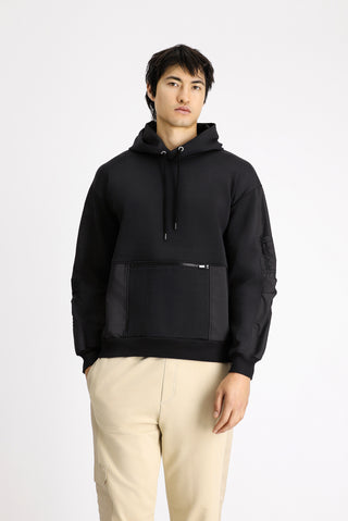 Siyah Kapüşonlu Oversize Fermuarlı Pamuklu Sweatshirt