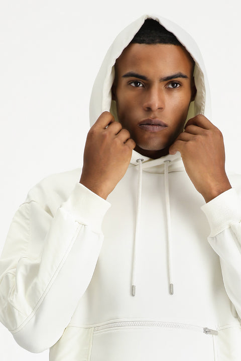 Off-White Hooded Oversize Zip-Up Cotton Sweatshirt