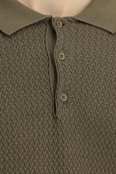 Orta Kahve Polo Yaka Regular Fit Desenli Pamuklu Triko Kazak