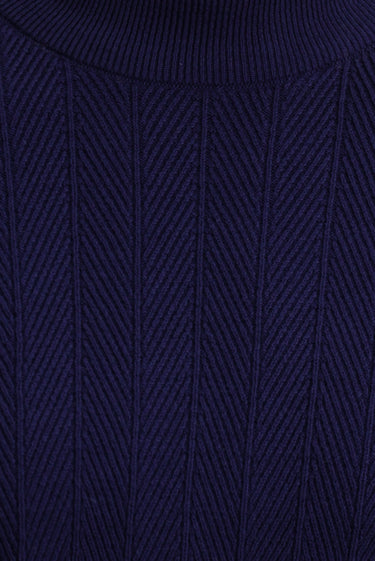 Açık Lacivert Yarım Balıkçı Yaka Slim Fit Dar Kesim Desenli Pamuklu Triko Kazak