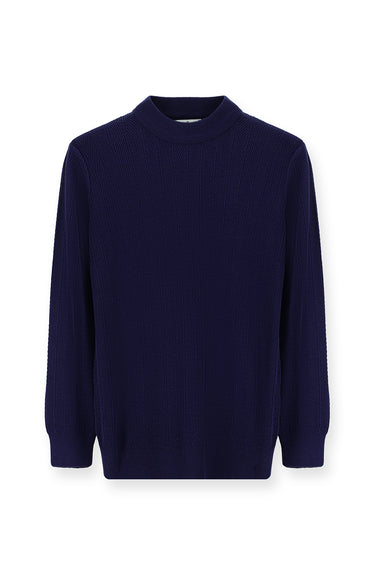 Açık Lacivert Yarım Balıkçı Yaka Slim Fit Dar Kesim Desenli Pamuklu Triko Kazak