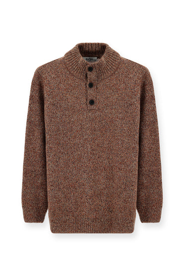 Kiremit Yarım Balıkçı Yaka Regular Fit Desenli Alpaka Yünlü Triko Kazak