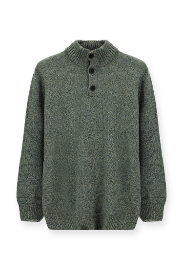 Çağla Yeşili Yarım Balıkçı Yaka Regular Fit Desenli Alpaka Yünlü Triko Kazak