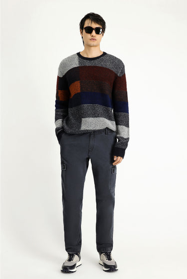 Kiremit Bisiklet Yaka Regular Fit Desenli Triko Kazak