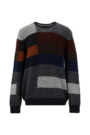 Kiremit Bisiklet Yaka Regular Fit Desenli Triko Kazak