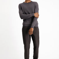 Açık Kahve Bisiklet Yaka Slim Fit Dar Kesim Pamuklu Triko Kazak