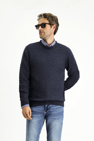 İndigo Bisiklet Yaka Regular Fit Desenli Triko Kazak