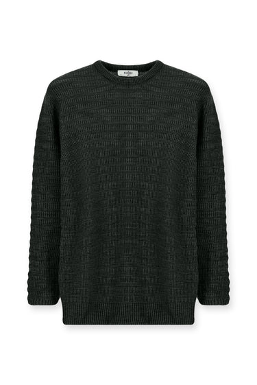 Orta Antrasit Bisiklet Yaka Regular Fit Desenli Triko Kazak