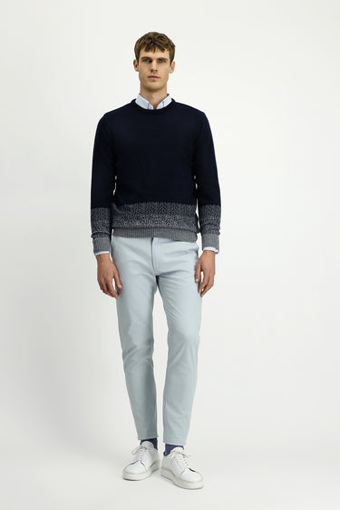 Koyu Lacivert Bisiklet Yaka Regular Fit Desenli Triko Kazak