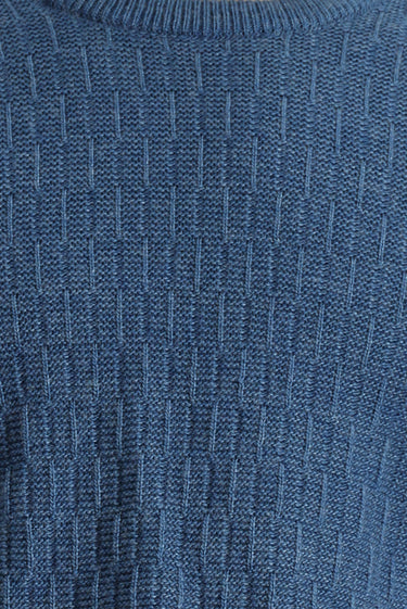 İndigo Bisiklet Yaka Regular Fit Desenli Triko Kazak