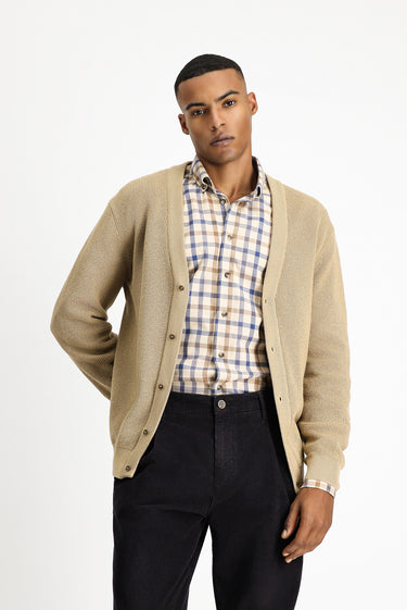 Orta Bej Oversize Pamuklu Triko Hırka