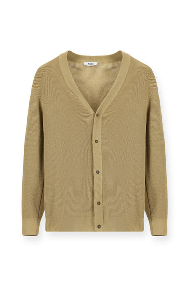 Orta Bej Oversize Pamuklu Triko Hırka