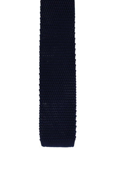 Koyu Lacivert Desenli Örme Kravat