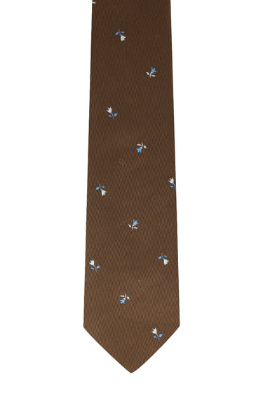 Orta Kahve Desenli Kravat