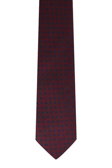 Koyu Bordo Çiçek Desenli Kravat