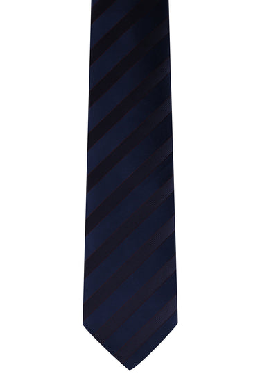 Koyu Lacivert Çizgili Kravat