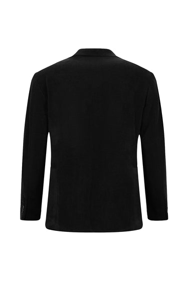 Siyah Relaxed Fit Rahat Kesim Çizgili Ceket