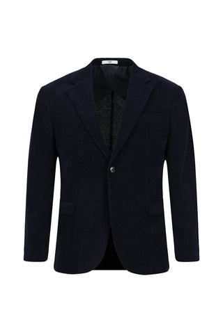 Orta Lacivert 4 Drop Relaxed Fit Rahat Kesim Kadife Ceket