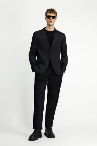 Siyah 7 Drop Super Slim Fit Eksra Dar Kesim Örme Klasik Çizgili Ceket