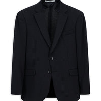 Koyu Lacivert Super Slim Fit Ekstra Dar Kesim Örme Klasik Çizgili Ceket