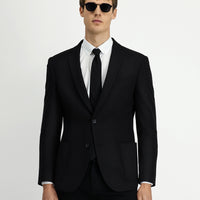 Siyah Super Slim Fit Ekstra Dar Kesim Klasik Ceket