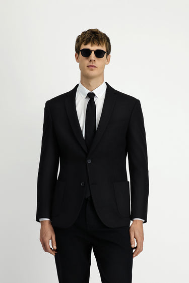 Siyah Super Slim Fit Ekstra Dar Kesim Klasik Ceket