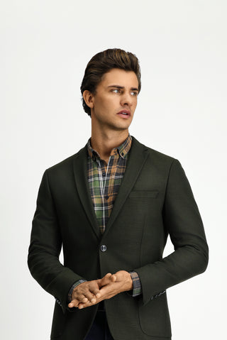Koyu Haki 7 Drop Super Slim Fit Eksra Dar Kesim Klasik Ceket