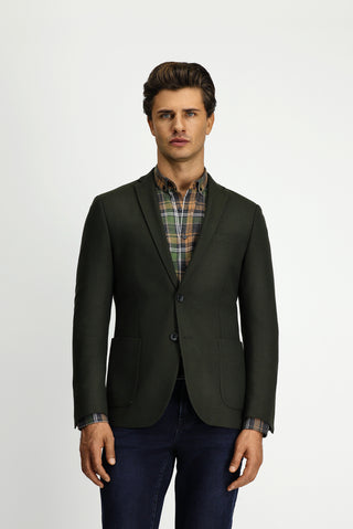Koyu Haki 7 Drop Super Slim Fit Eksra Dar Kesim Klasik Ceket