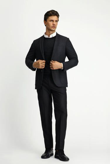 Koyu Antrasit Super Slim Fit Ekstra Dar Kesim Klasik Ceket