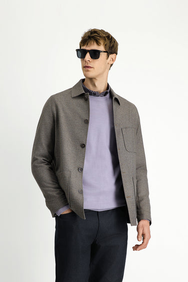 Koyu Vizon Regular Fit Spor Yünlü Ceket