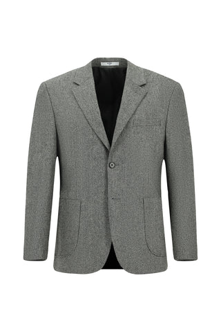 Açık Füme 4 Drop Relaxed Fit Rahat Kesim Desenli Yünlü Ceket