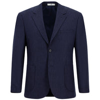 Orta Lacivert 4 Drop Relaxed Fit Rahat Kesim Desenli Yünlü Ceket