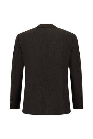 Koyu Kahve 4 Drop Relaxed Fit Rahat Kesim Desenli Yünlü Ceket