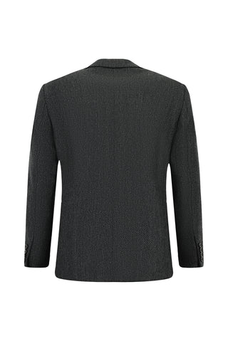 Koyu Antrasit 4 Drop Relaxed Fit Rahat Kesim Desenli Yünlü Ceket