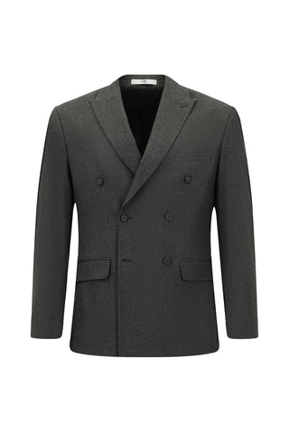 Koyu Füme 6 Drop Regular Fit Standart Kesim Desenli Likralı Kruvaze Ceket