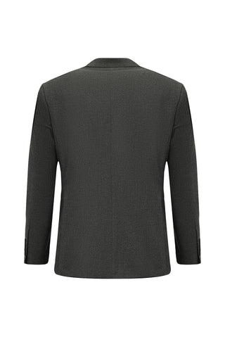 Koyu Füme 6 Drop Regular Fit Standart Kesim Desenli Likralı Kruvaze Ceket