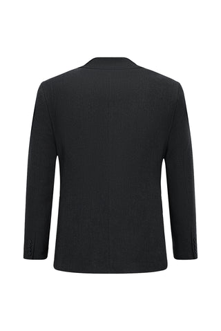 Koyu Lacivert 6 Drop Regular Fit Standart Kesim Desenli Likralı Kruvaze Ceket