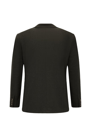 Koyu Kahve 6 Drop Regular Fit Standart Kesim Desenli Likralı Kruvaze Ceket