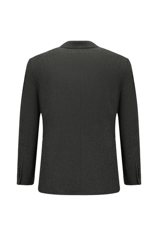 Koyu Antrasit 6 Drop Regular Fit Standart Kesim Desenli Likralı Kruvaze Ceket